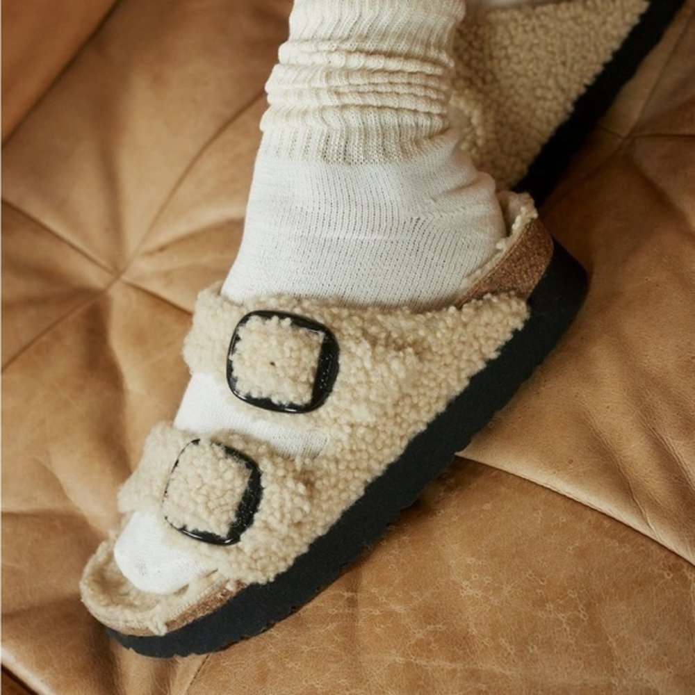 Birkenstock Arizona teddy Sherpa slide sandals size 40 Narrow NEW